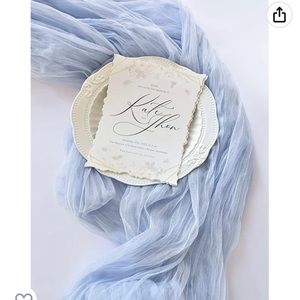 Set of 3 periwinkle blue cotton gauze table runners